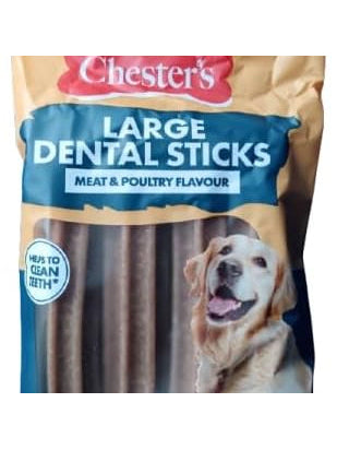 Chester's Large Dental Sticks, Meat & Poultry Flavour 200g Dog Treats - Low Fat - High in Protein