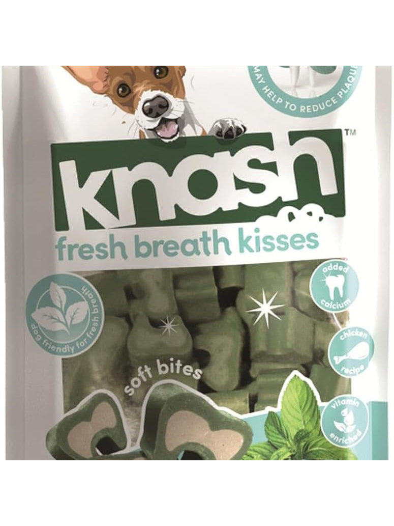Knash Dog Fresh Breath Kisses Dental Chews 100g Peppermint & Parsley Flavour Care Veggie Based Daily Treats Healthy Teeth & Gums Small Dog (Copy)