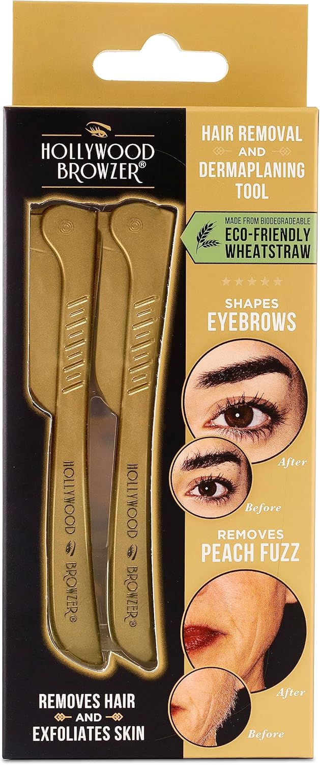 Hollywood Browzer Dermaplaning Blades for Face - Twin Pack Gold