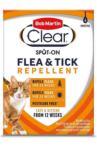 Bob Martin Clear Flea & Tick Repellent Cat Protection Up to 24 week Protection