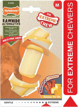 Nylabone Extreme Tough Dog Chew Toy Rawhide Knot Alternative Bacon & Cheese Med