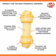 Nylabone Extreme Tough Dog Chew Toy Rawhide Knot Alternative Bacon & Cheese Med