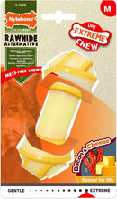Nylabone Extreme Tough Dog Chew Toy Rawhide Knot Alternative Bacon & Cheese Med