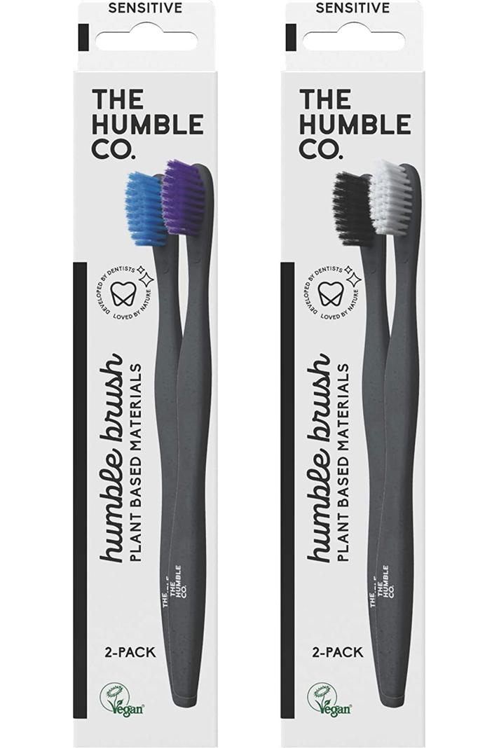 The Humble Co. Plant Based Toothbrush | Sensitive Bristles | Biodegradable, Eco-Friendly, Vegan for Your Everyday Oral Care, Dentist Approved (4 Pack)