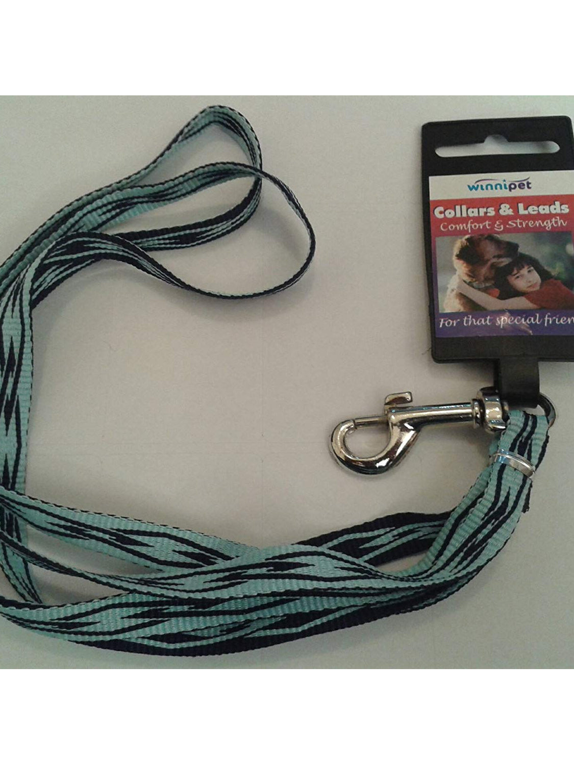 Nylon Puppy Dog Lead 120cm x 10mm Extra Small Dog 1.2M Blue / Black Design