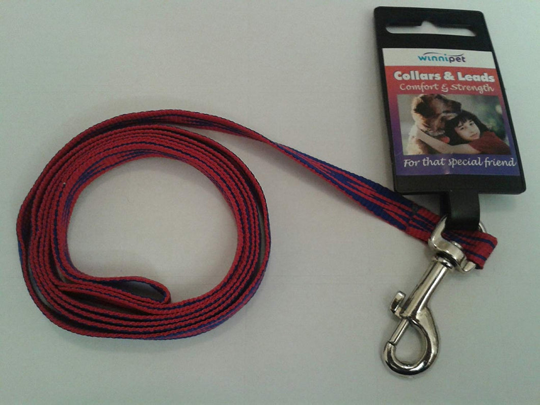 Nylon Puppy Dog Lead 120cm x 10mm Extra Small Dog 1.2M Blue Red Design