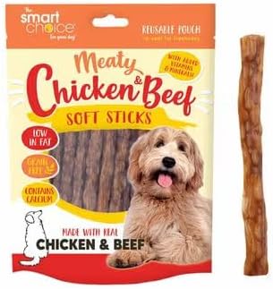 Smart Choice Soft Chicken/Beef Stick Dog Treats 30 Pack 100g With Added Vitamins & Minerals