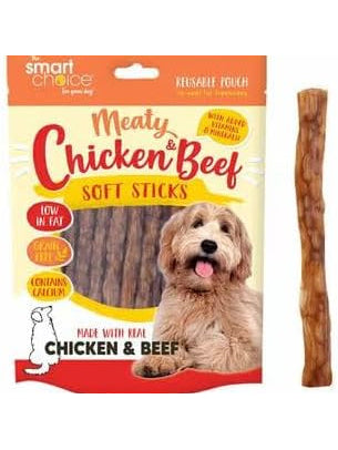Smart Choice Soft Chicken/Beef Stick Dog Treats 30 Pack 100g With Added Vitamins & Minerals