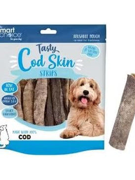Smart Choice Tasty Cod Skin Strips 95g Real Protein Dog Treats Low Fat Grain & Gluten Free