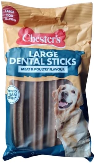 Chester's Large Dental Sticks, Meat & Poultry Flavour 200g Dog Treats - Low Fat - High in Protein