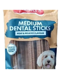 Chester's Medium Dental Sticks, Meat & Poultry Flavour 200g Dog Treats - Low Fat - High in Protein