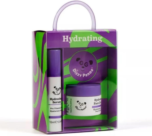 Dizzy Panda Hydrating Skincare Gift Set, Hyaluronic Serum and Face Cream, 10ml
