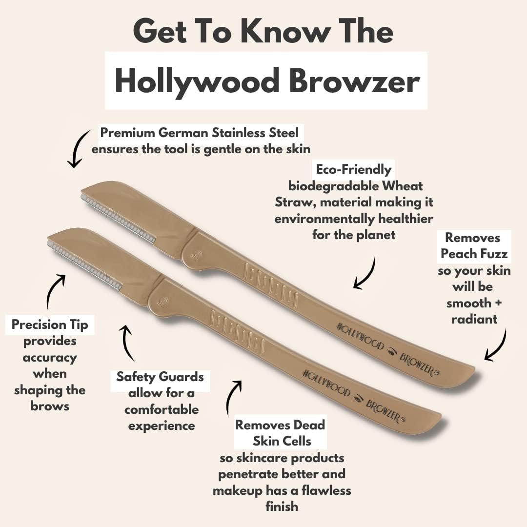 Hollywood Browzer Dermaplaning Blades for Face - Twin Pack Gold