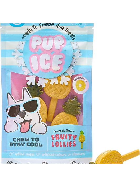 Pup Ice Freezable Pineapple Fruity Lolly Treats for Dogs 90g, Chew For Digestion, Multivitamins