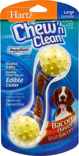 Hartz Chew 'n Clean Bounce & Bite Dog Chew Toy Bacon Flavour - Large Dogs