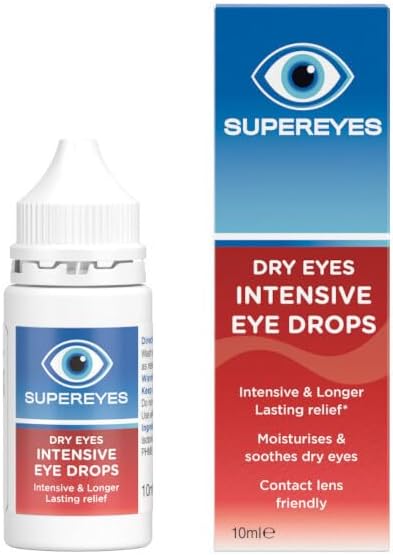 Supereyes Intensive Dry Eye Drops, Lasting Relief, Moisturises & Soothes Dry Eyes, Contact Lens Friendly, 10ml