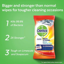 Dettol Big and Strong Kitchen Wipes, 25 Wipes