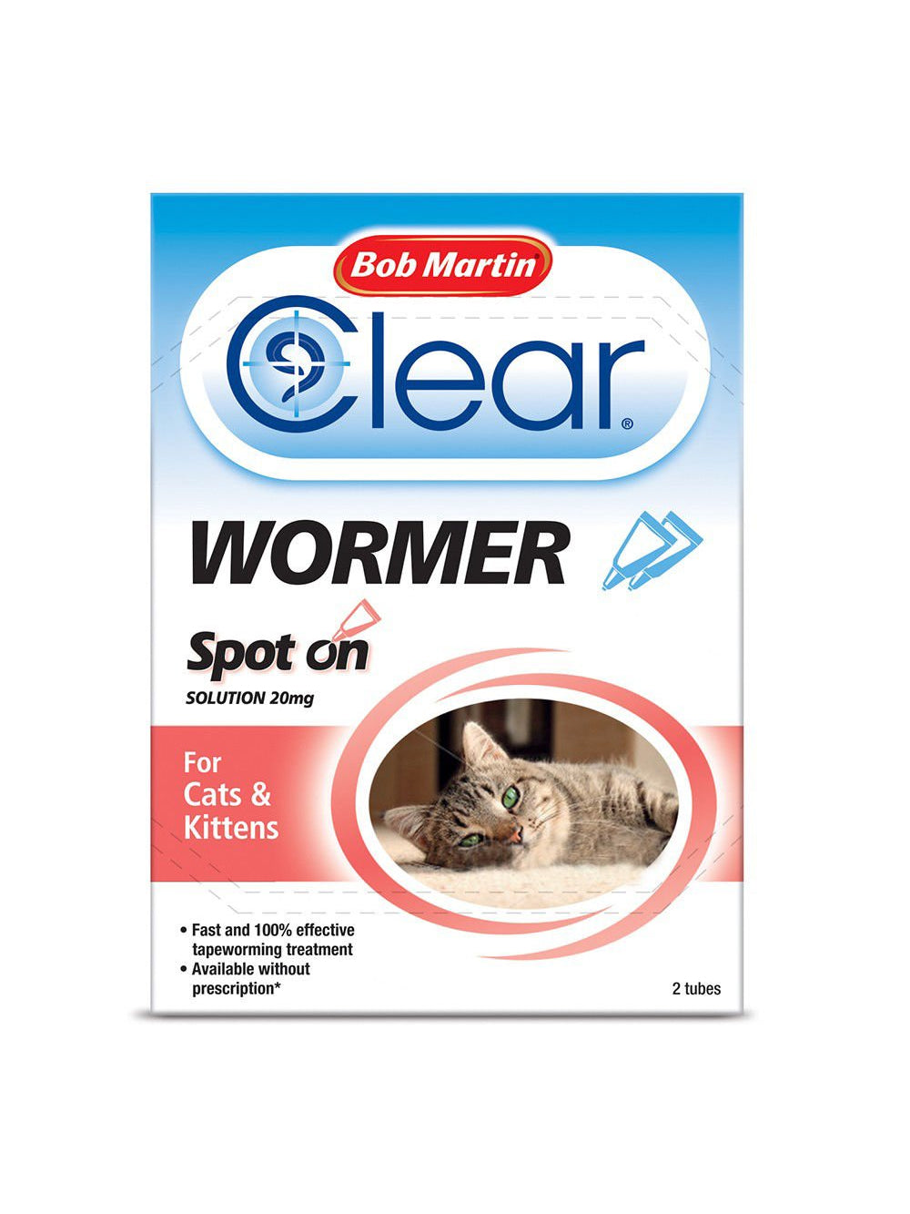 Bob Martin Clear Spot On Wormer Treatment for Cats and Kittens - 2 Tubes
