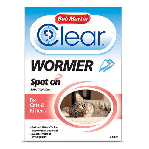 Bob Martin Clear Spot On Wormer Treatment for Cats and Kittens - 2 Tubes