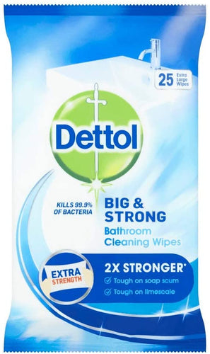Dettol Big & Strong Bathroom Antibacterial Cleaning Wipes 25 Extra Large Wipes