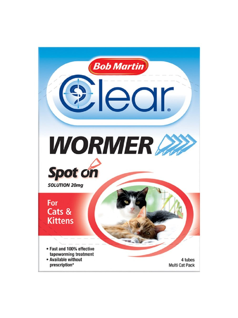 Bob Martin Clear Spot On Wormer Treatment for Cats and Kittens - 4 Tubes