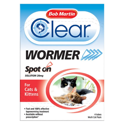 Bob Martin Clear Spot On Wormer Treatment for Cats and Kittens - 4 Tubes